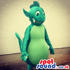 Cartoon Green Dragon Plush Mascot With A Sharp Tooth - Custom