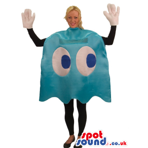 Big Blue Pac Man Ghost Video Game Adult Size Plush Costume -
