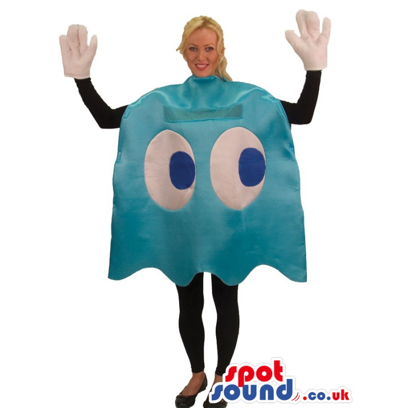 Buy Mascots Costumes in UK - Big Blue Pac Man Ghost Video Game Adult Size Plush Costume Sizes L (175-180CM)