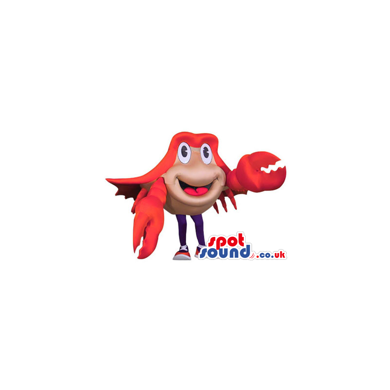 Customizable Cartoon Red And Beige Crab Plush Mascot - Custom