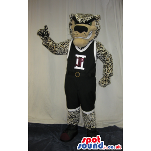 Amazing Leopard Animal Plush Mascot Wearing Basketball Clothes