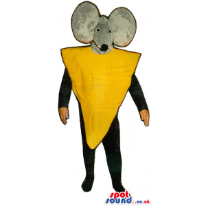 Cute Grey Mouse With A Cheese Slice Plush Mascot Or Disguise -