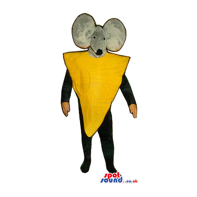 Cute Grey Mouse With A Cheese Slice Plush Mascot Or Disguise -