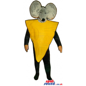 Cute Grey Mouse With A Cheese Slice Plush Mascot Or Disguise -