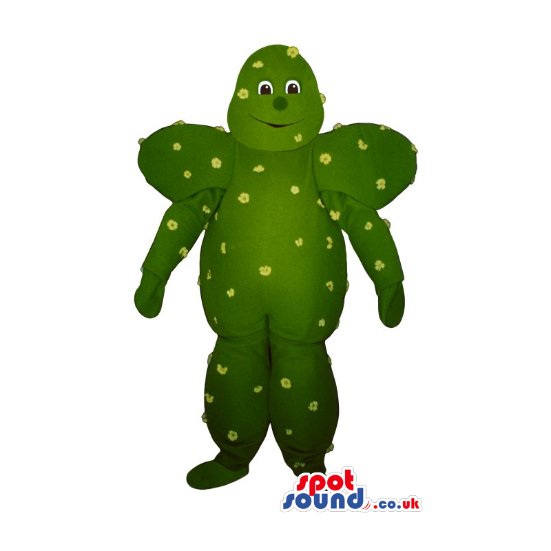 Funny Green Cactus Plush Mascot With Small Flowers - Custom