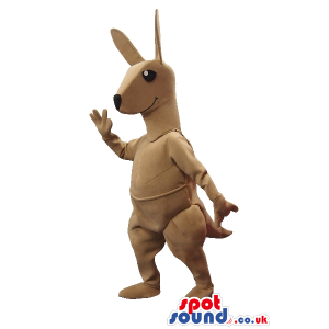 Customizable All Beige Kangaroo Plush Mascot With Black Eyes -