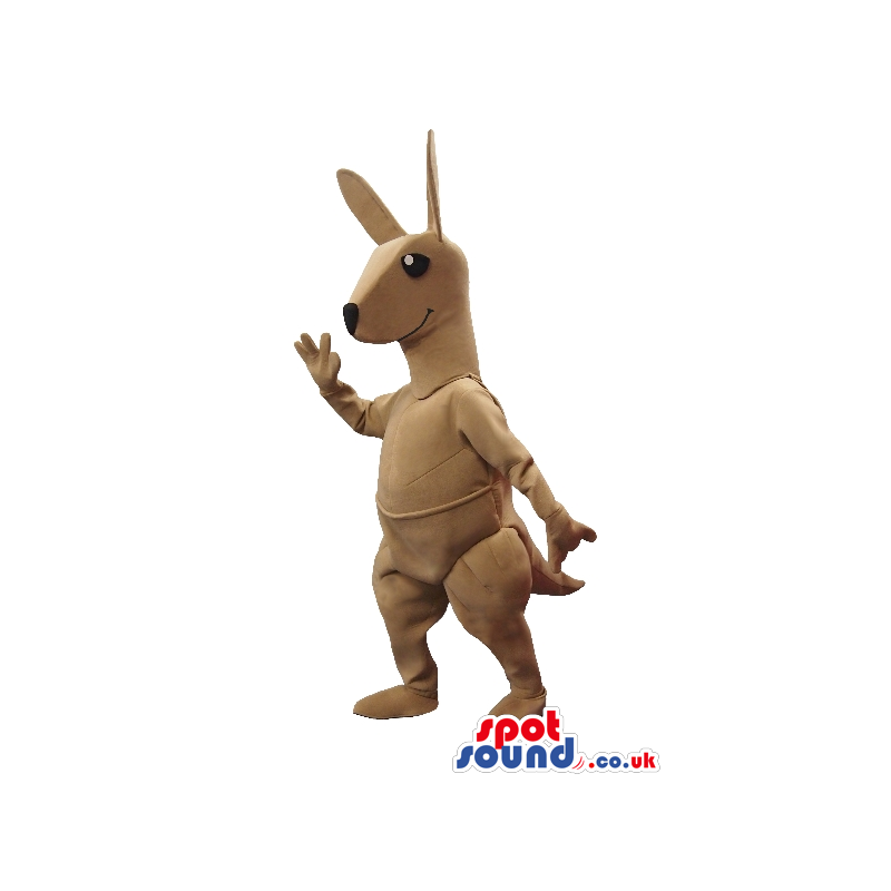 Customizable All Beige Kangaroo Plush Mascot With Black Eyes -