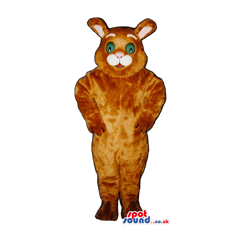 Customizable Brown Cat Plush Mascot With Green Eyes. - Custom