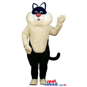 Customizable Black And White Cat Plush Mascot With A Big Face -