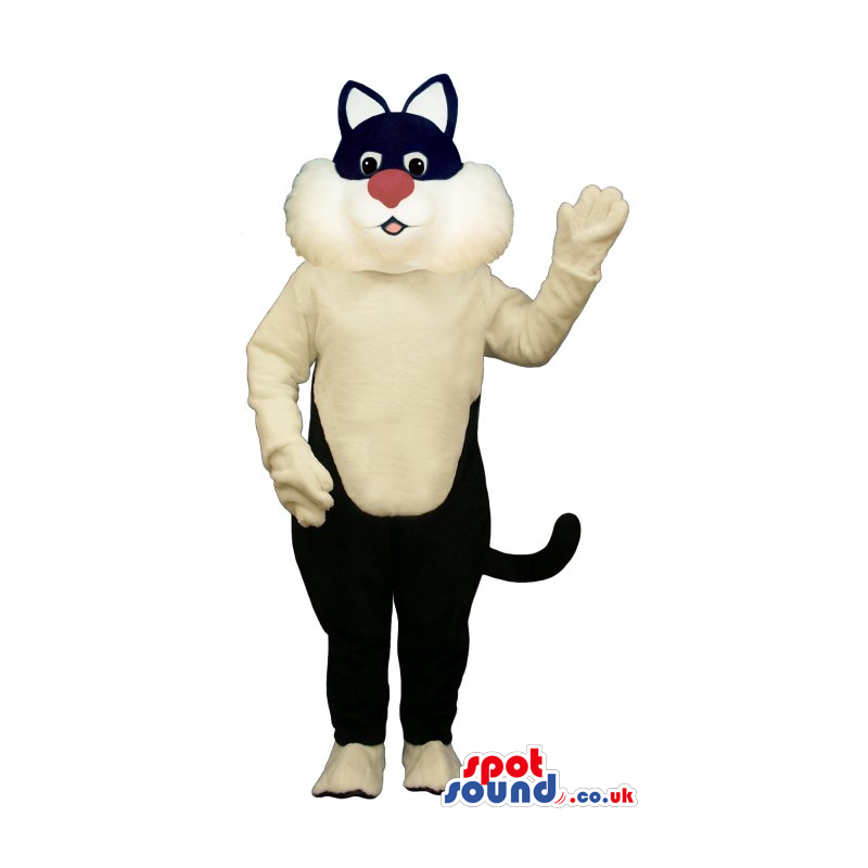 Customizable Black And White Cat Plush Mascot With A Big Face -