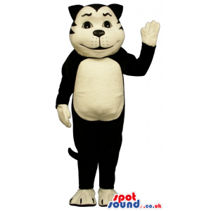 Customizable Black And White Cat Plush Mascot With A Big Belly