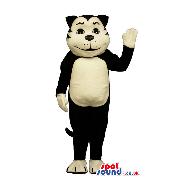 Customizable Black And White Cat Plush Mascot With A Big Belly