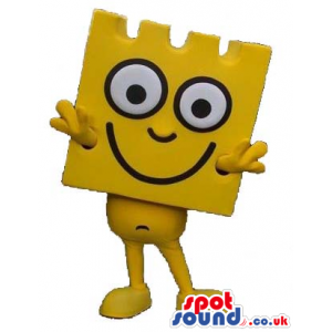 Funny Yellow Lego Piece Mascot With Big Round Eyes - Custom