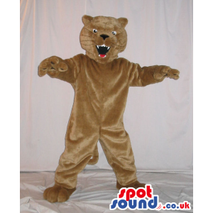 Customizable Angry Big Brown Bear Plush Mascot With Sharp Jaws