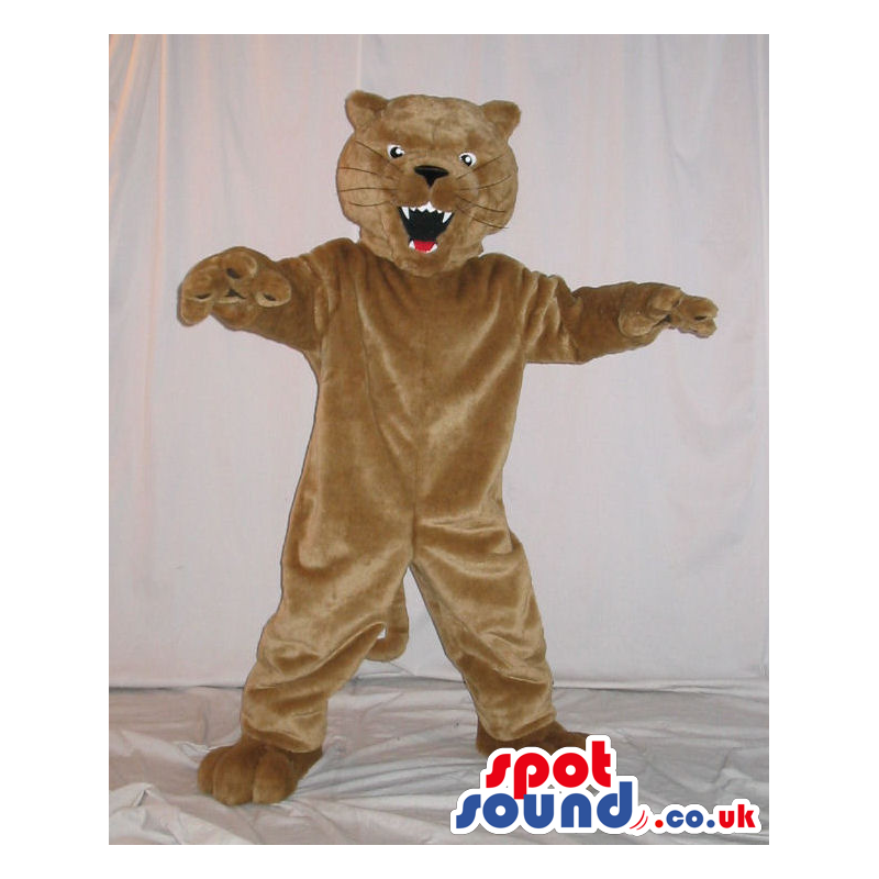 Customizable Angry Big Brown Bear Plush Mascot With Sharp Jaws