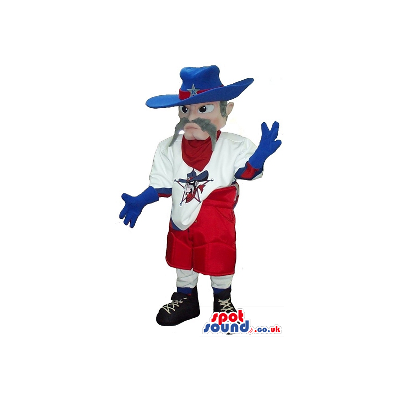 Cowboy Plush Mascot Wearing Sports Garments And A Hat - Custom