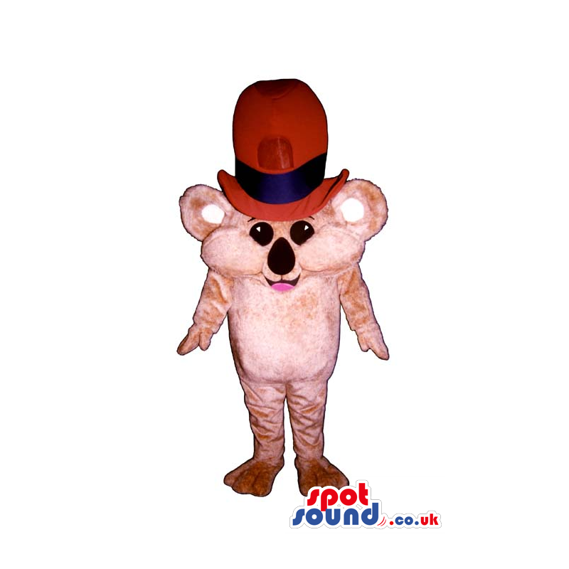 Cute Pink Small Mouse Plush Mascot Wearing A Big Red Top Hat -