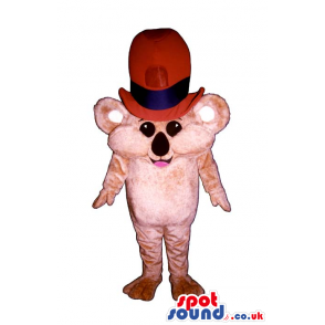 Cute Pink Small Mouse Plush Mascot Wearing A Big Red Top Hat -