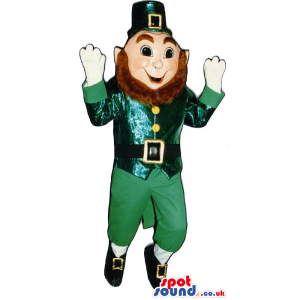 Leprechaun Irish Character Mascot With Brown Beard - Custom