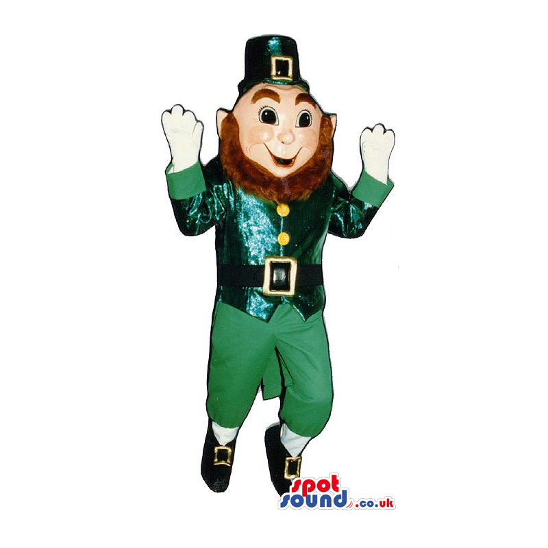 Leprechaun Irish Character Mascot With Brown Beard - Custom