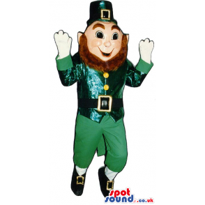 Leprechaun Irish Character Mascot With Brown Beard - Custom