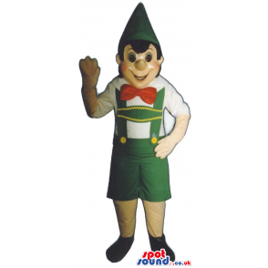 Popular Tale Pinocchio Mascot With Green And Red Garments -