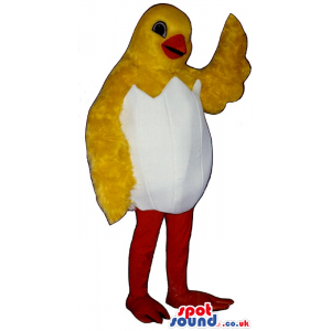 Cute Yellow Soft Chicken Plush Mascot In A Hatched Egg - Custom