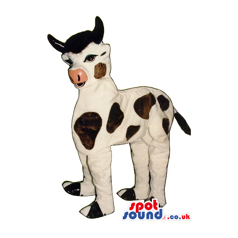 Funny Black And White Cow Plush Mascot On All-Fours - Custom