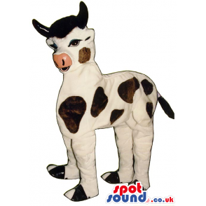 Funny Black And White Cow Plush Mascot On All-Fours - Custom