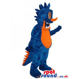 Blue And Orange Fantasy Dragon Plush Mascot With Teeth - Custom
