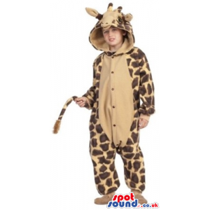 Cute Brown And Beige Giraffe Children Size Plush Costume -