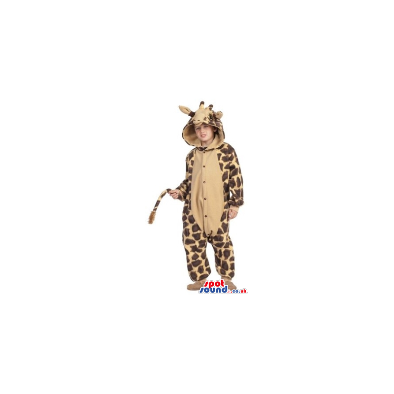 Cute Brown And Beige Giraffe Children Size Plush Costume -