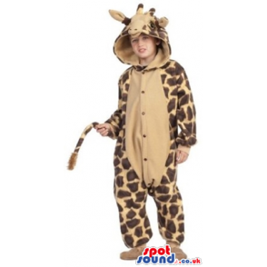 Cute Brown And Beige Giraffe Children Size Plush Costume -