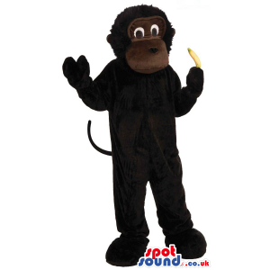 Customizable Dark Brown Monkey Plush Mascot With A Banana -
