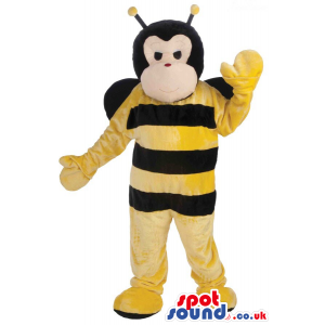 Customizable Angry Bee Plush Mascot With Three Black Stripes -