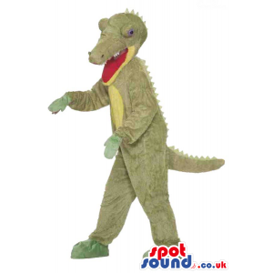 Customizable Green Alligator Plush Mascot With A Yellow Belly -