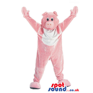 Customizable Cute Pink Pig Plush Mascot With A White Belly -
