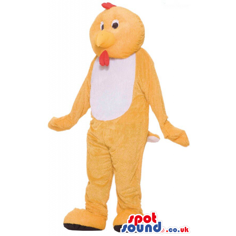 Customizable Cute Yellow Chicken Plush Mascot With A White