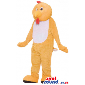 Customizable Cute Yellow Chicken Plush Mascot With A White