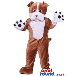 Customizable Cute Brown Dog Plush Mascot With A White Belly -