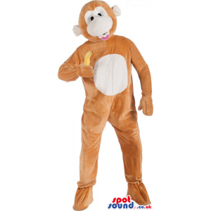 Customizable Cute Brown Monkey Plush Mascot With A White Belly