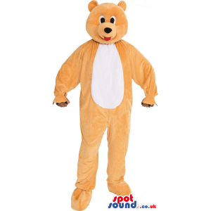 Cute Beige Teddy Bear Plush Mascot With A White Belly - Custom
