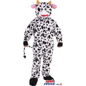 Customizable Cute White And Black Cow Plush Mascot - Custom