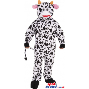 Customizable Cute White And Black Cow Plush Mascot - Custom