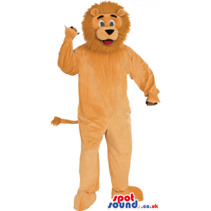 Customizable Cute Beige Lion Plush Mascot With A Funny Face -