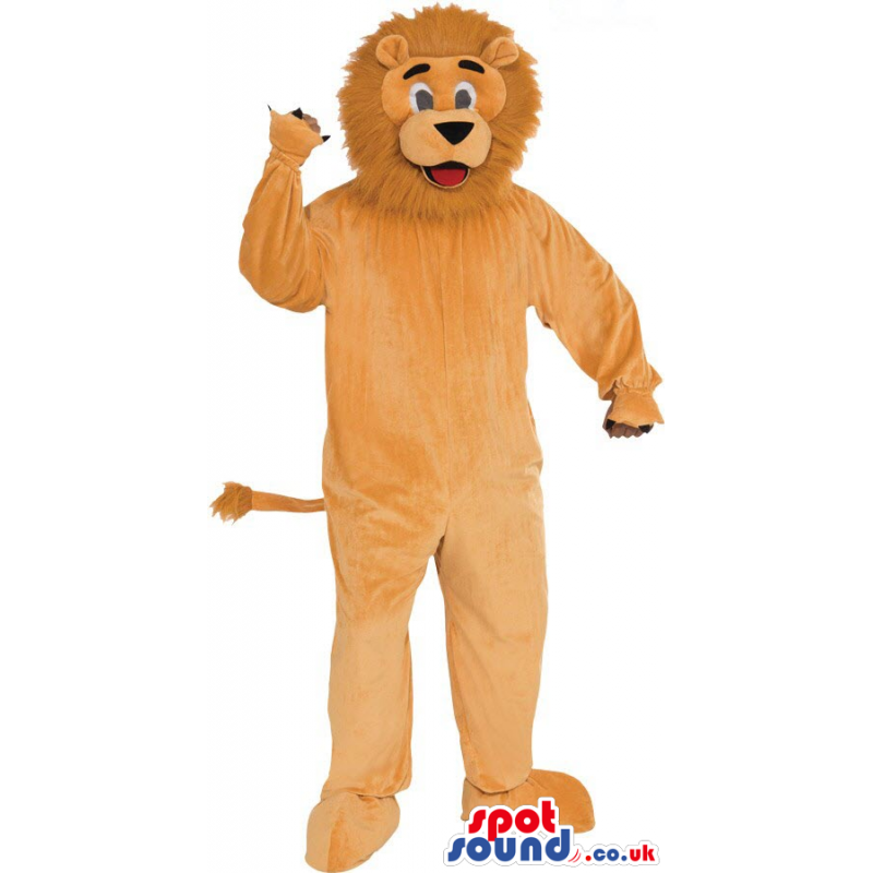 Customizable Cute Beige Lion Plush Mascot With A Funny Face -