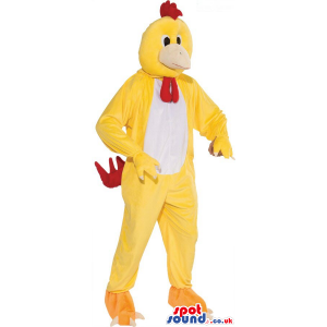 Customizable Cute Yellow Chicken Plush Mascot With A White