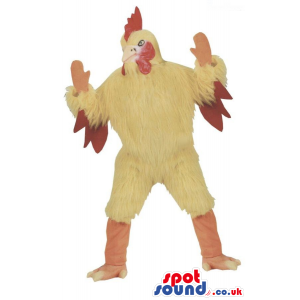 Customizable Angry Yellow Chicken Plush Mascot With Red Wings -
