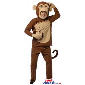 Brown And Beige Monkey Adult Size Plush Costume Or Mascot -