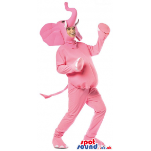 All Pink Elephant Adult Size Plush Costume Or Mascot - Custom